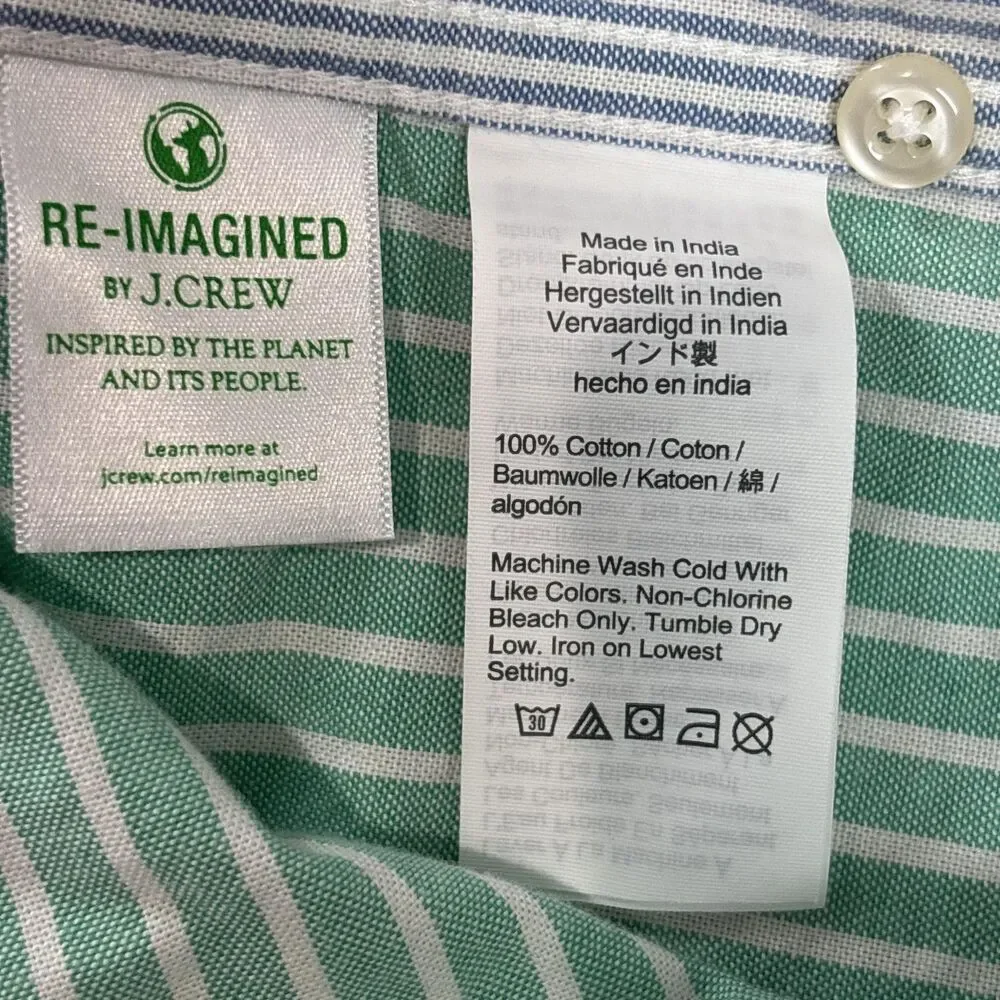 J.Crew Broken-In Oxford Shirt Men's XL Pastel Stripe Colorful Slim Fit Pocket